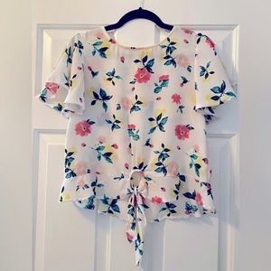 white floral top